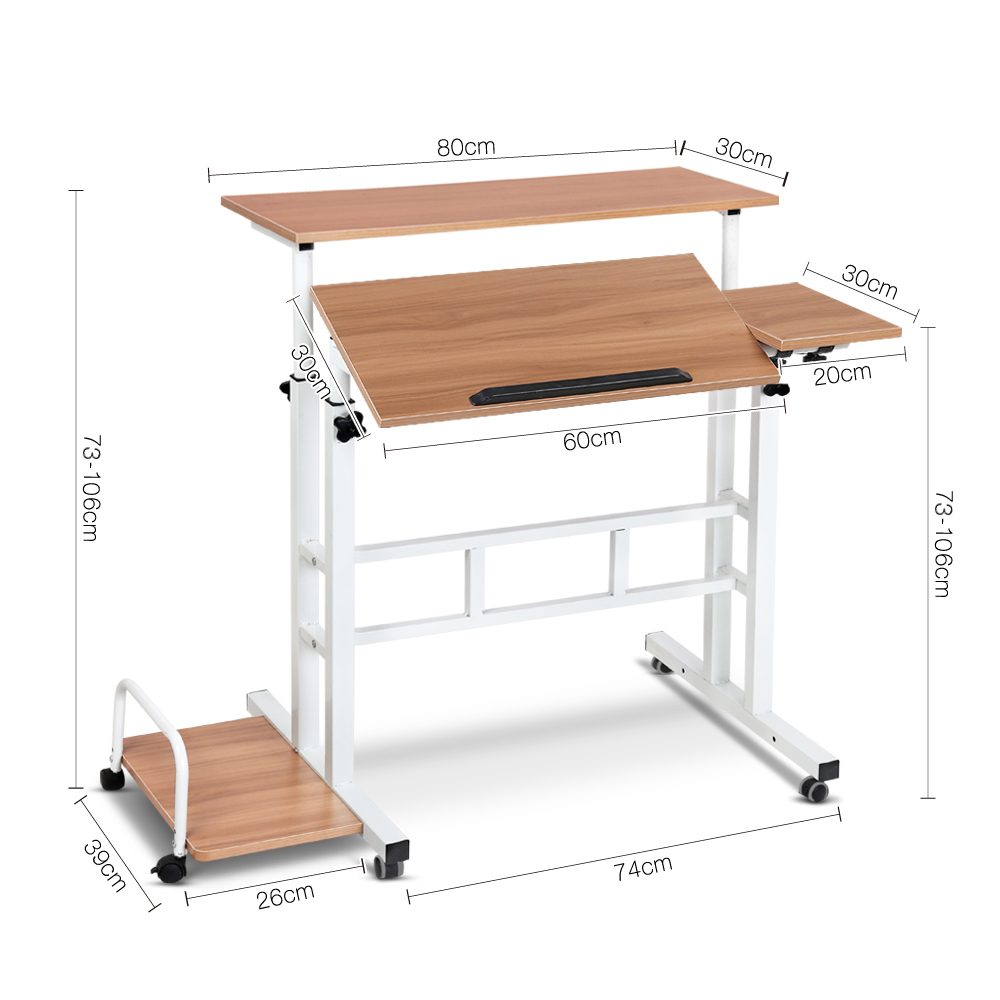 Artiss Laptop Desk Table Adjustable Light Wood 80CM - Image 2