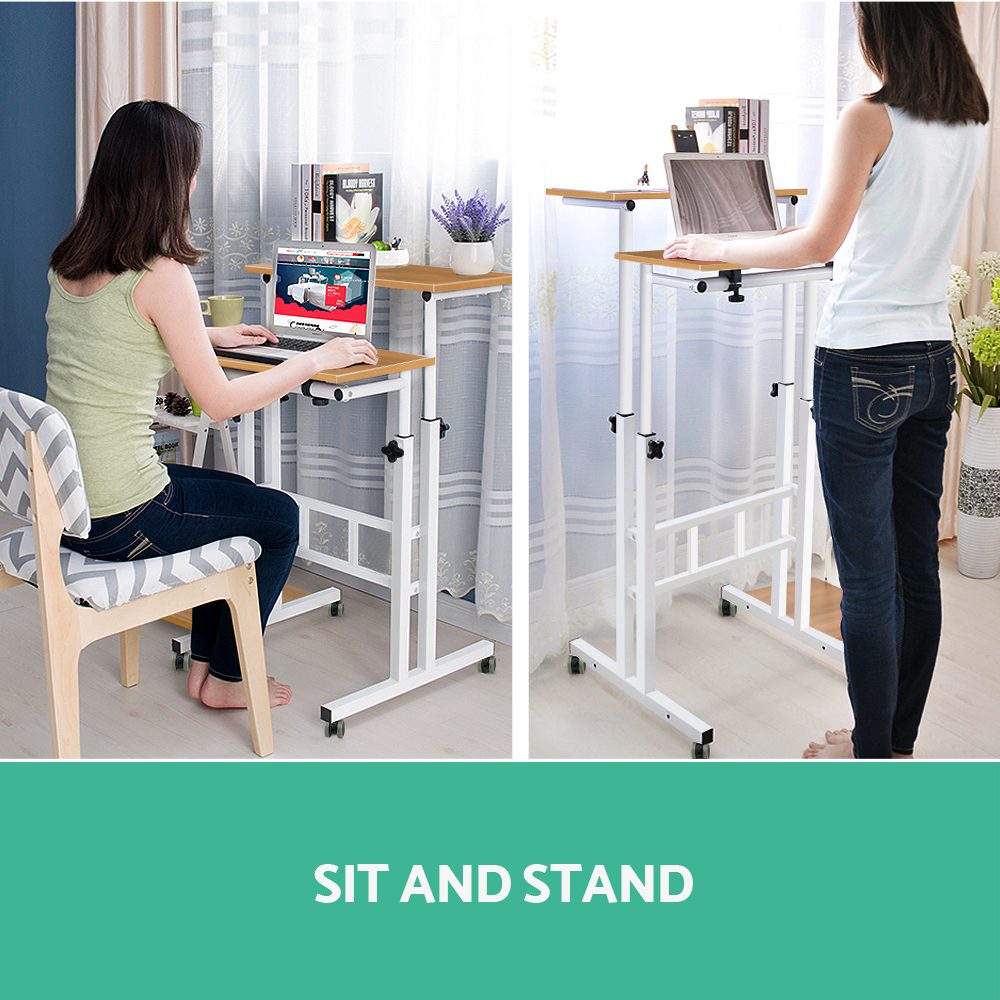 Artiss Laptop Desk Table Adjustable Light Wood 80CM - Image 3