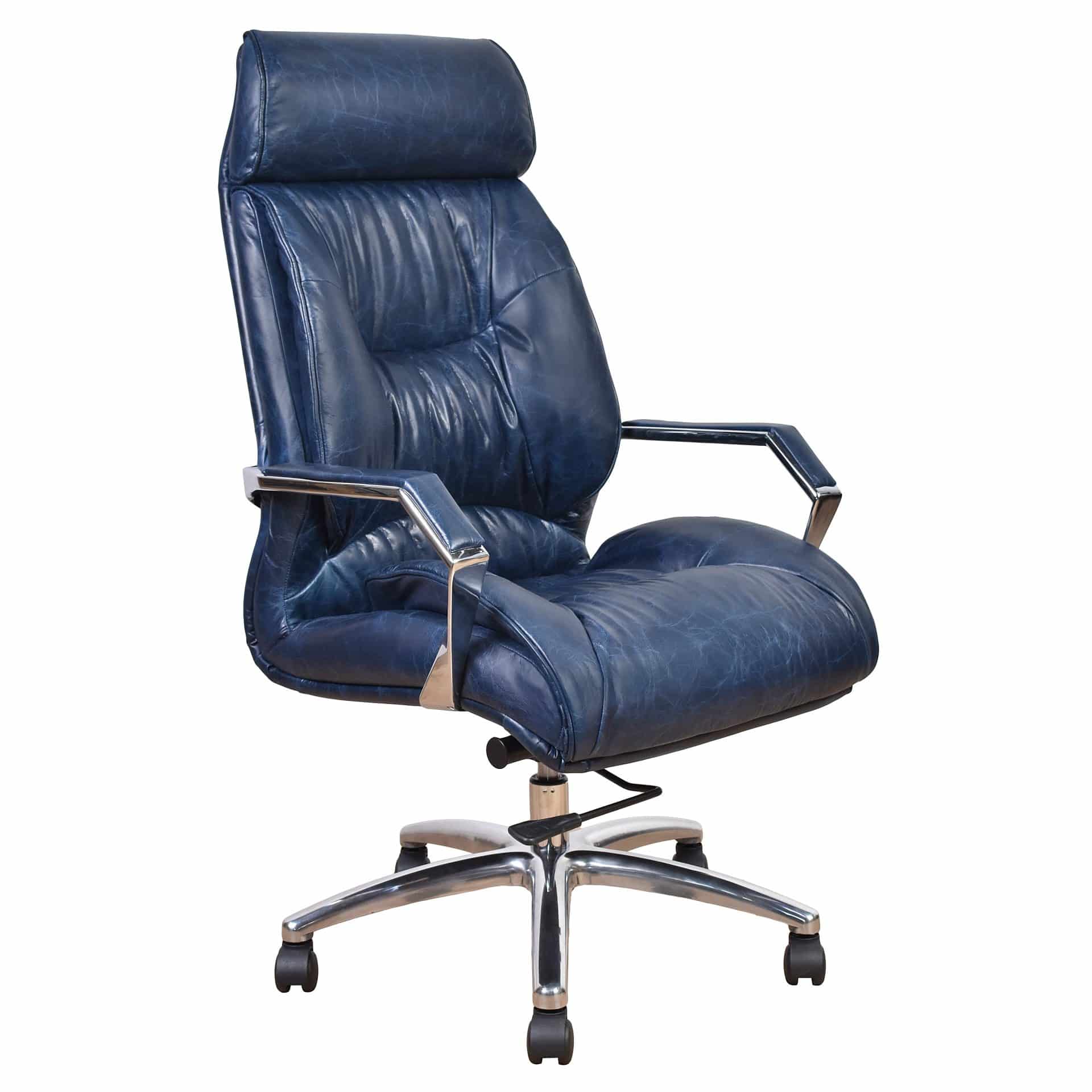 Forestville Blue Leather Desk Chair