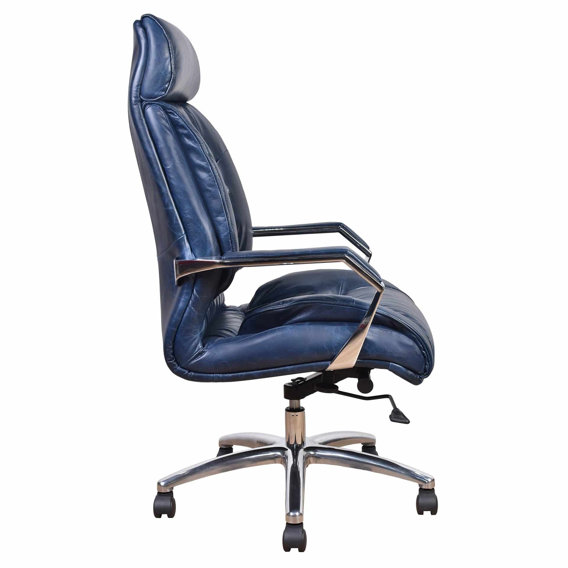 Forestville Blue Leather Desk Chair - Image 3