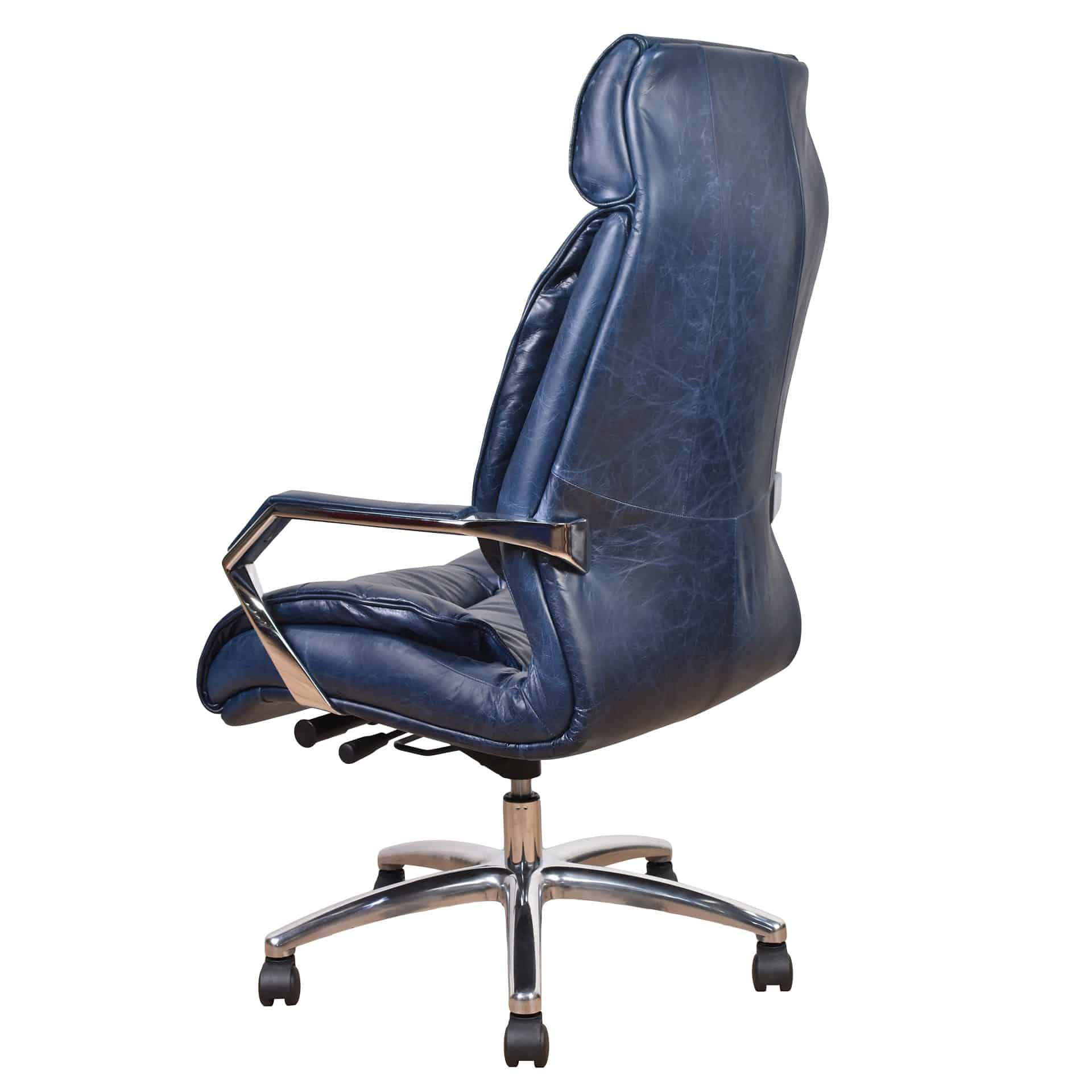 Forestville Blue Leather Desk Chair - Image 5