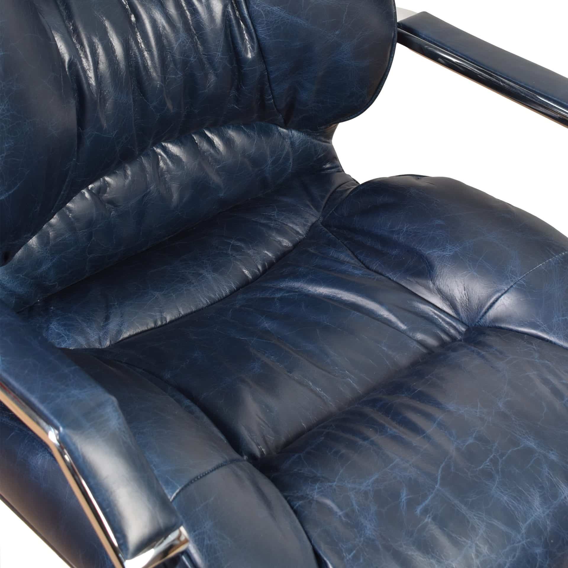 Forestville Blue Leather Desk Chair - Image 8