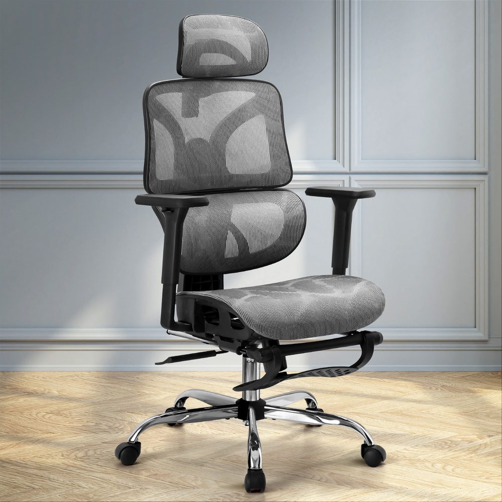 Artiss Ergonomic Office Chair Footrest Grey - Image 7