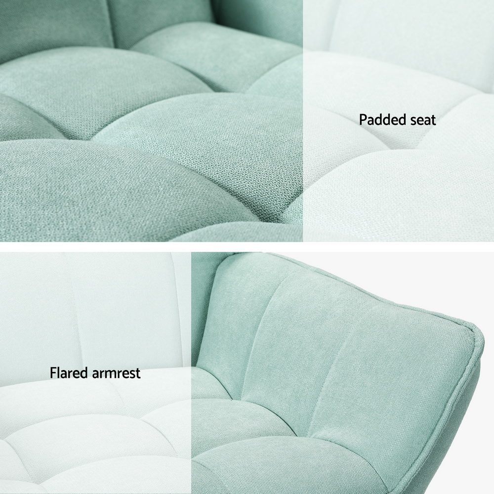 Artiss Armchair Lounge Chair Accent Chairs Sofa Linen Fabric Cushion Seat Blue - Image 5