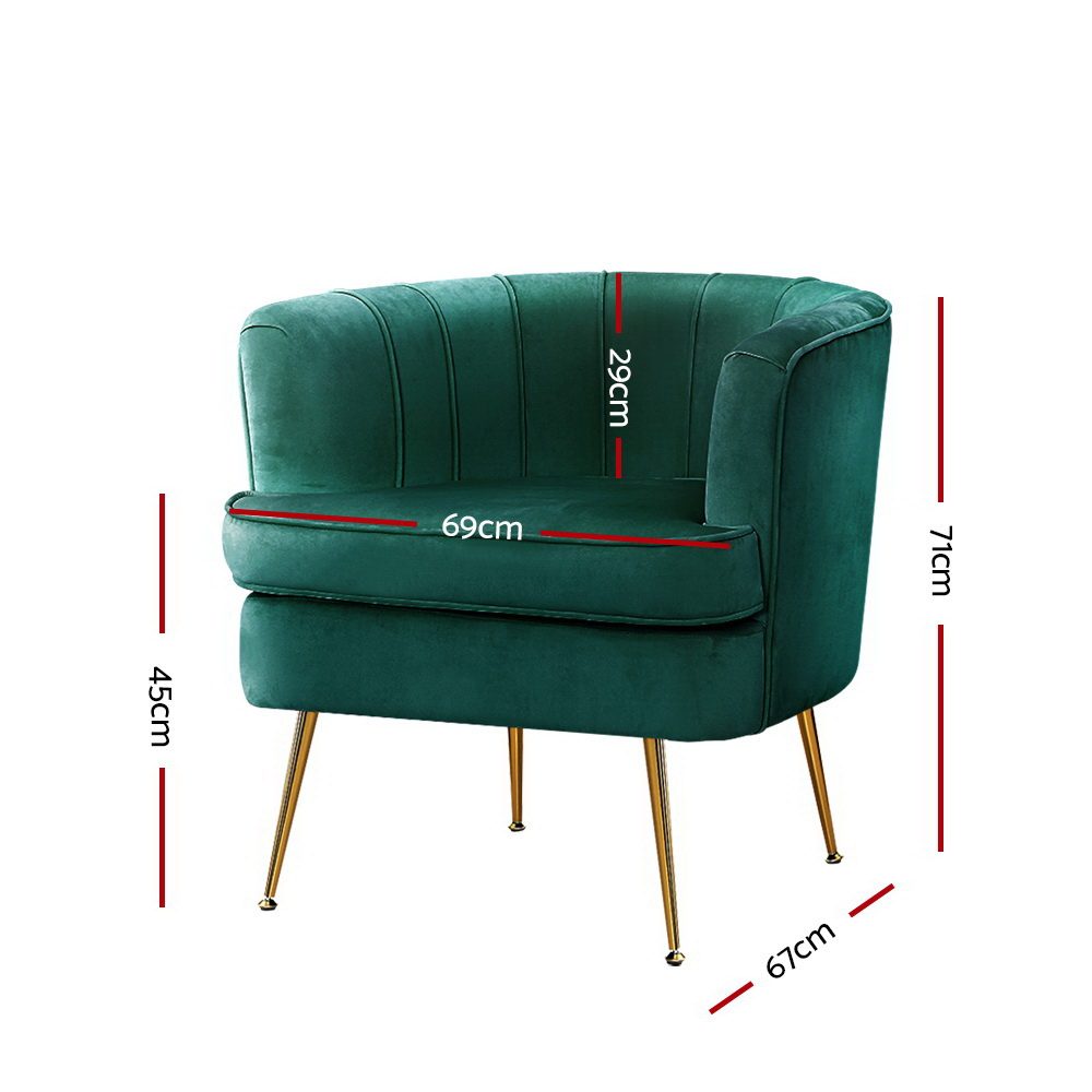 Artiss Armchair Velvet Green Norvia - Image 2