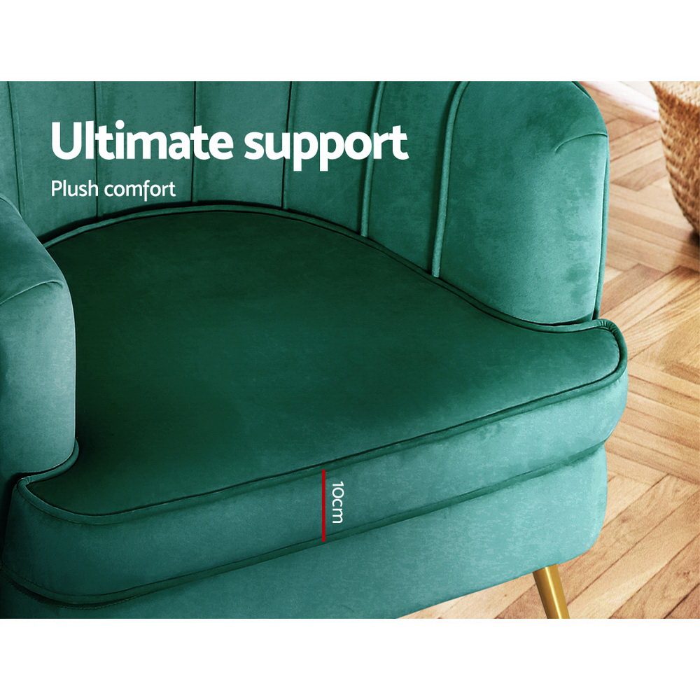 Artiss Armchair Velvet Green Norvia - Image 6
