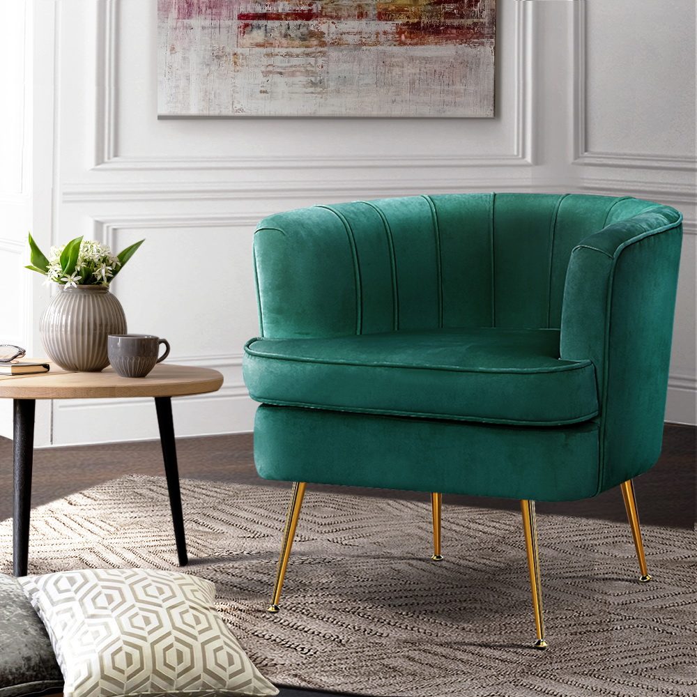 Artiss Armchair Velvet Green Norvia - Image 8