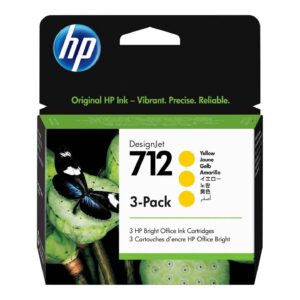 HP 712 3-PACK 29ML Yellow Designjet INK Cartridge - T230/T250/T650/Studio