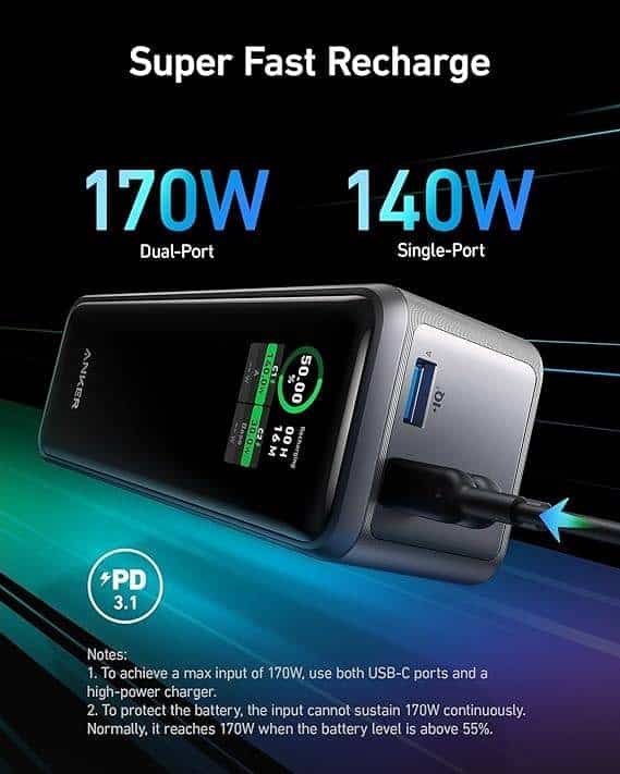 Anker Prime 27K 250W PD 3.1 Power Bank (Black) - Image 2