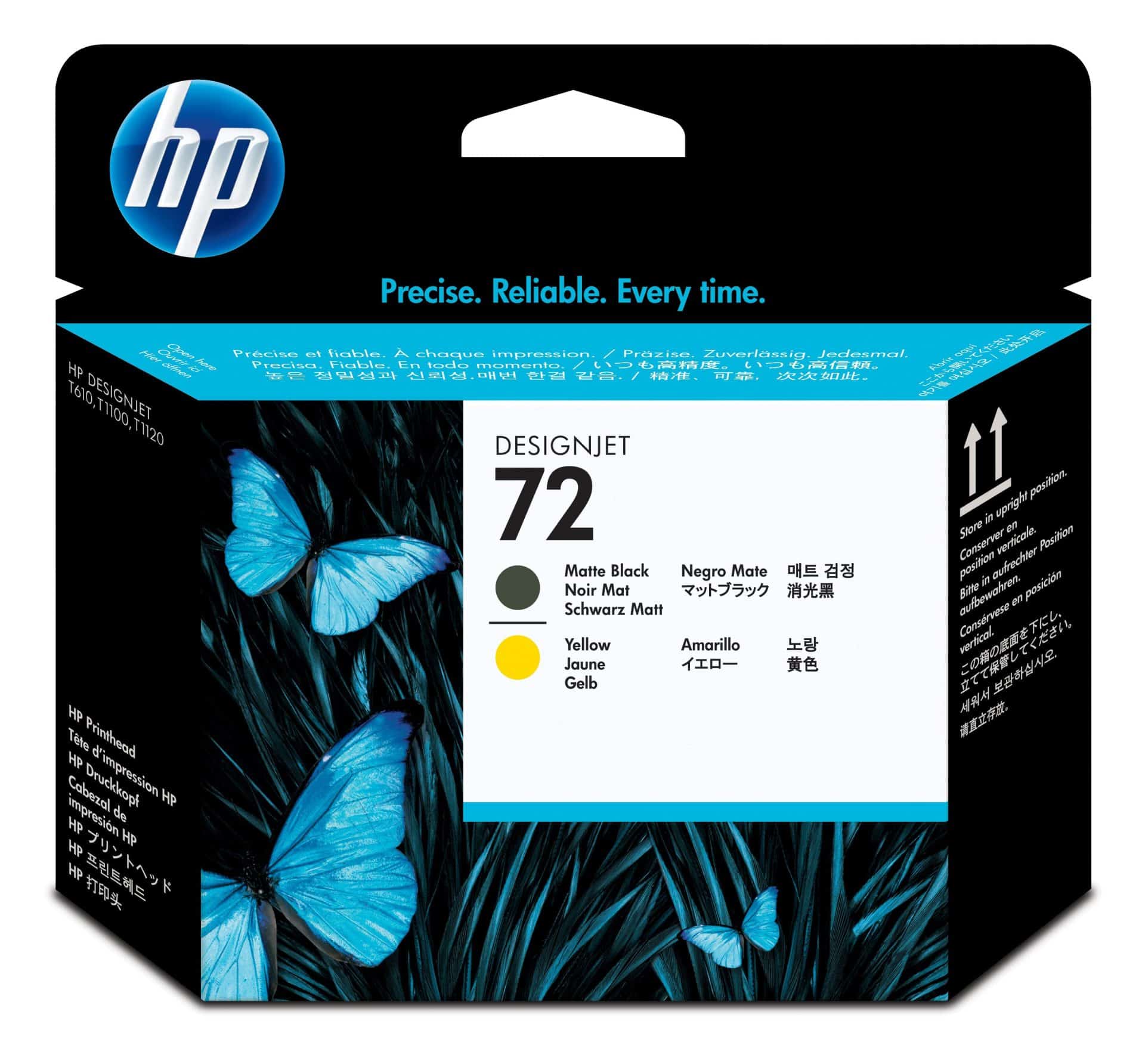 HP 72 Matte Black and Yellow DesignJet Printhead
