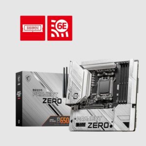 MSI B650M PROJECT ZERO Motherboard, AMD B650, 4x DDR5 128GB, 1x HDMI, 2x M.2, USB 3.2 Type A x9
