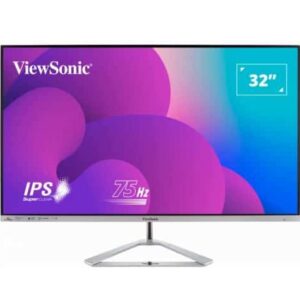 ViewSonic 32' Office Professional Stylish Elegant & Ultra Thin bezel, SuperClear IPS 4ms, FHD, HDMI, DP, VGA, Speakers, Low Energy 26w, V100, Monitor