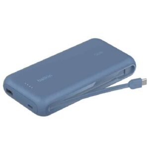 Belkin BoostChargeÂ¬â€ 20K mAh Power Bank With Integrated USB-C Cable - Blue(BPB024fqBL), 30W, 2xUSB-C, 1x USB-A, CEW $2,500,Apple iPhone,2 Years Warranty