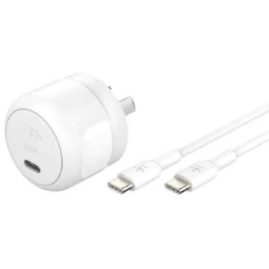 Belkin BoostCharge Compact USB-C 30W Charger + USB-C Cable (1M) - White (WCA008au1MWH-B6), 1x USB-C, USB-PD Certified, CEW $2500, 2 Years Warranty