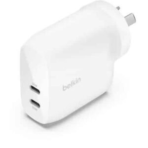 Belkin BoostCharge Pro 60W Dual USB-C PD 3.1 PPS Wall Charger - White (WCB010auWH), 2XUSB-C Ports,Compact & Travel Ready, 2 Years Warranty