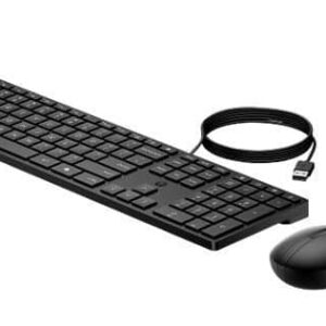 HP 320MK USB Wired Desktop Keyboard Mouse Combo Reduced-sized & Low-Profile Quiet Keys Plug&Play for Notebook Desktop PC WIN11/10 Black