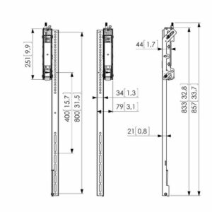 Vogels PFS 3508 Panel Mounts - Interface 3-D Adjustable Display Strips 800MM