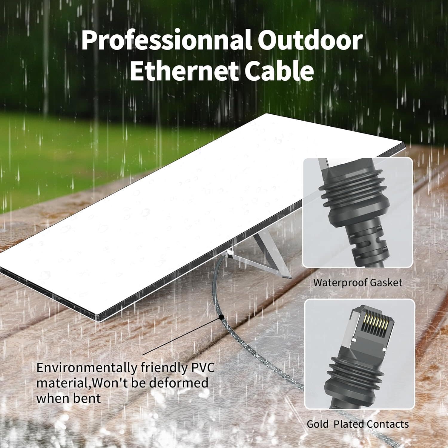 Starlink Gen 3 Ethernet Cable 6.5FT/ 2M Cable, Waterproof, Grey - Image 4