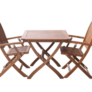 Maculata folding table and 2 armchairs
