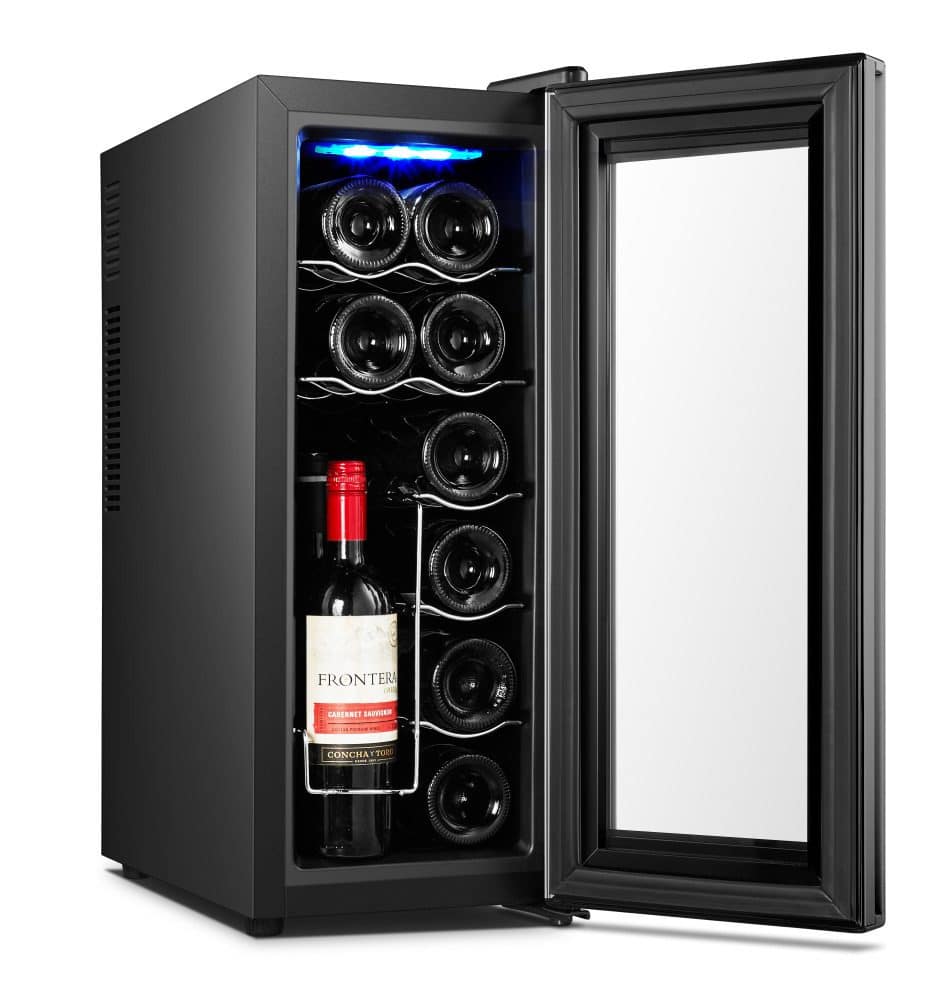 12 Bottle Wine Cellar Fridge w/ Glass Door, Temperature Control & Cooler - Image 2