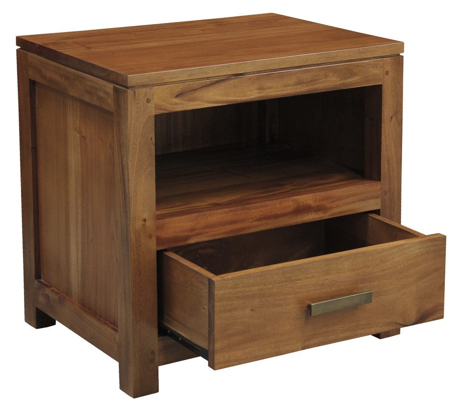 Paris 1 Drawer Solid Mahogany Timber Lamp Table (Light Pecan) - Image 2