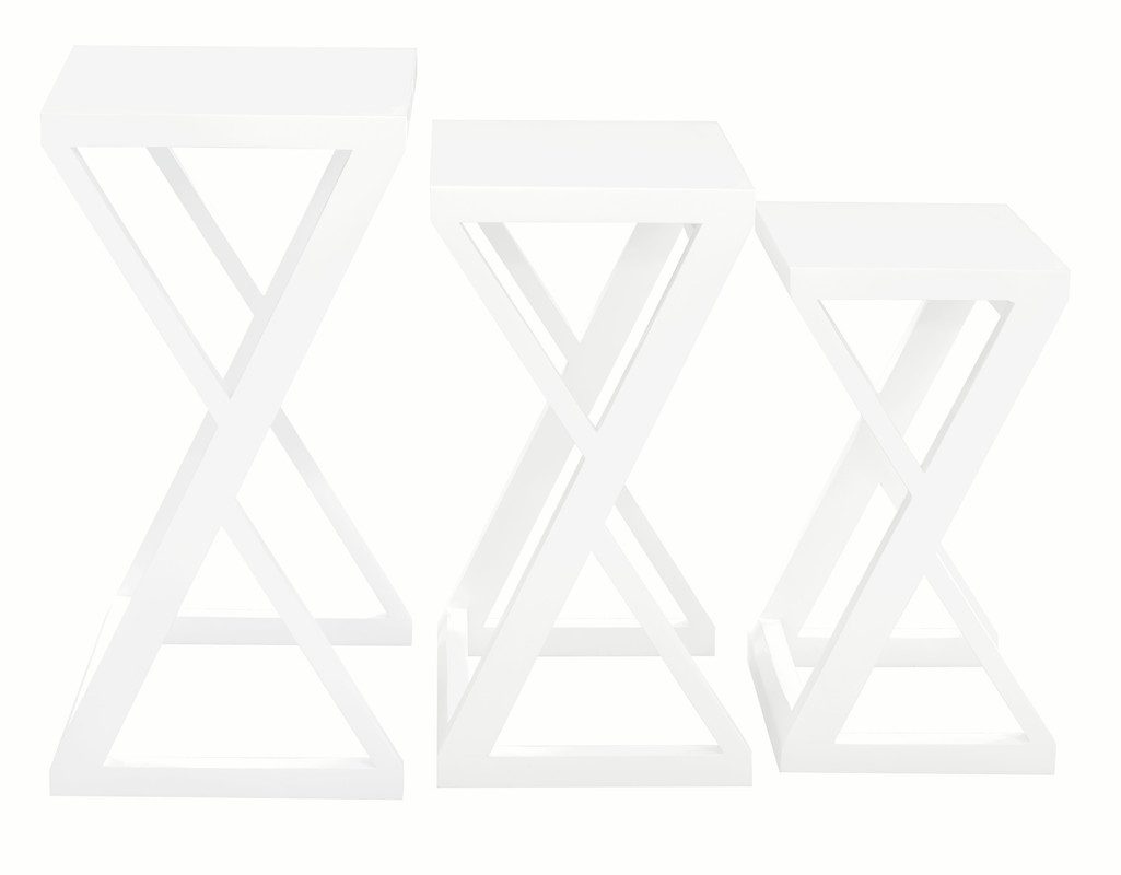 Manhattan Solid Mahogany Timber Nest of Tables - Set of 3 (White) - Image 2