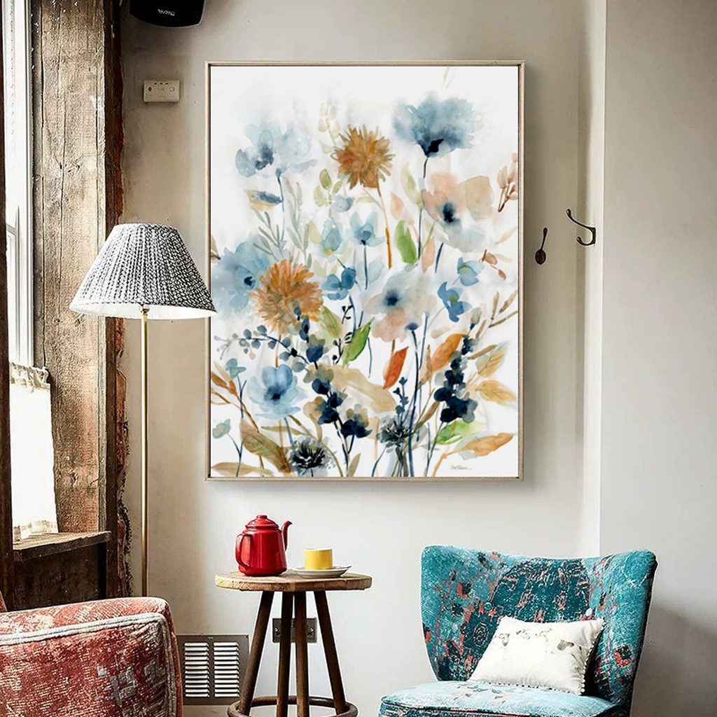 Wall Art 60cmx90cm Colourful Floras Watercolour style I Gold Frame Canvas - Image 2