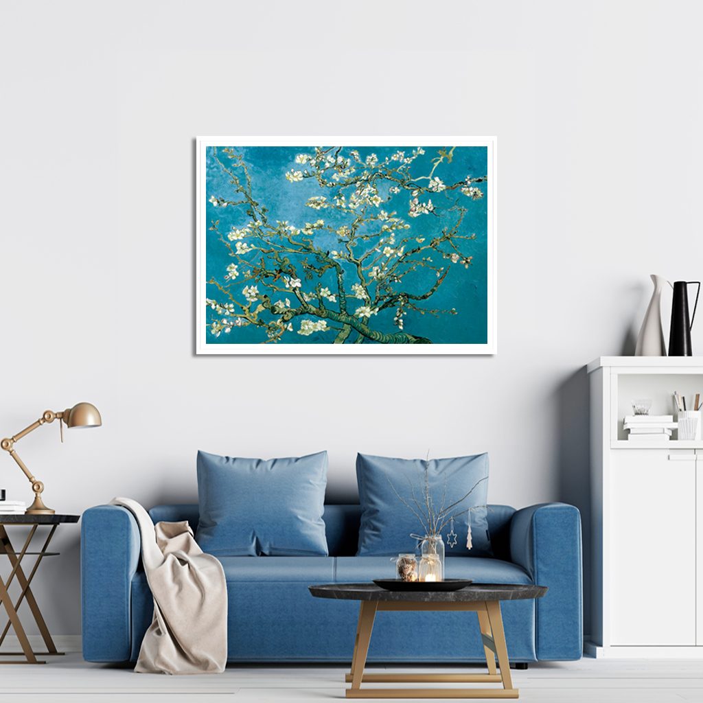 Wall Art 60cmx90cm Van Gogh Almond Blossom White Frame Canvas - Image 3