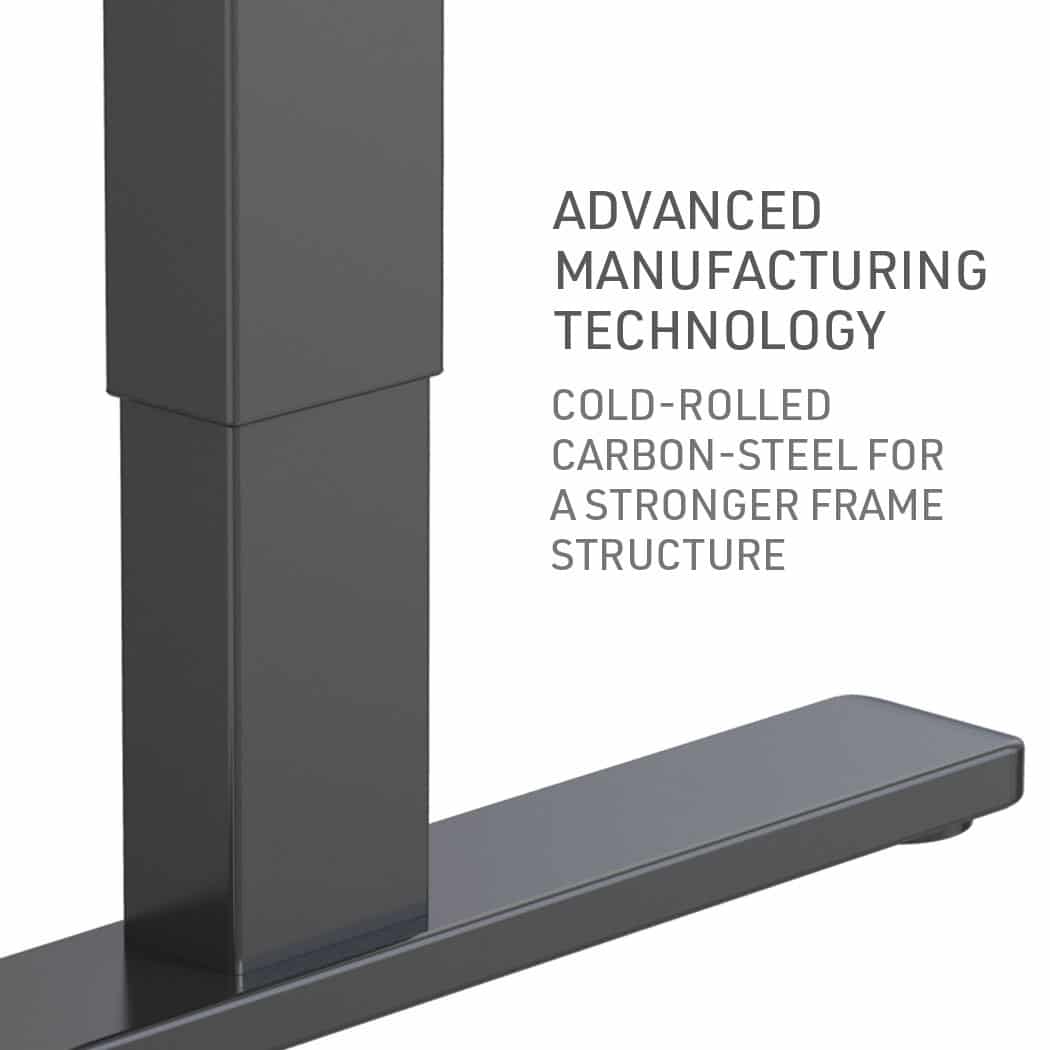 Fortia Sit To Stand Up Standing Desk, 140x60cm, 72-118cm Electric Height Adjustable, 70kg Load, Black/Black Frame - Image 5