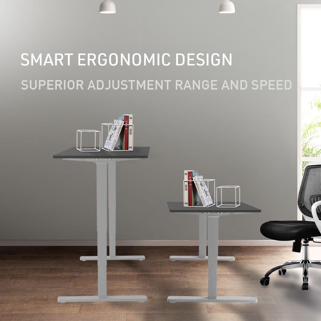 Fortia Sit To Stand Up Standing Desk, 140x60cm, 72-118cm Electric Height Adjustable, 70kg Load, Black/Silver Frame - Image 2