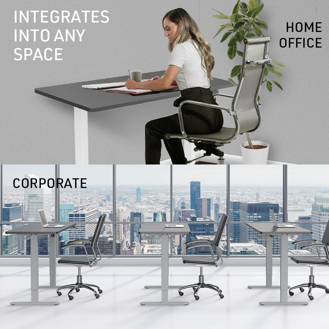 Fortia Sit To Stand Up Standing Desk, 140x60cm, 72-118cm Electric Height Adjustable, 70kg Load, Black/Silver Frame - Image 8