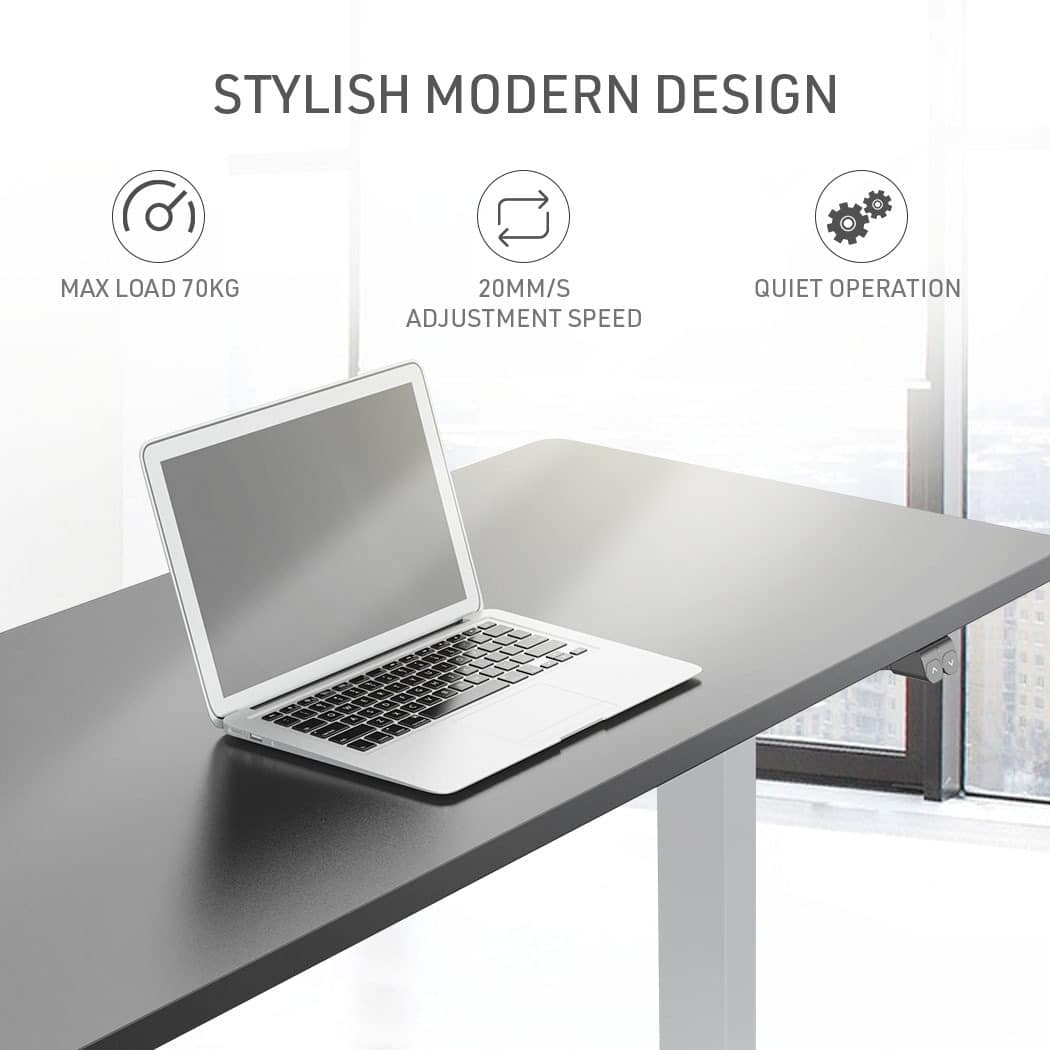 Fortia Sit To Stand Up Standing Desk, 140x60cm, 72-118cm Electric Height Adjustable, 70kg Load, Black/Silver Frame - Image 10