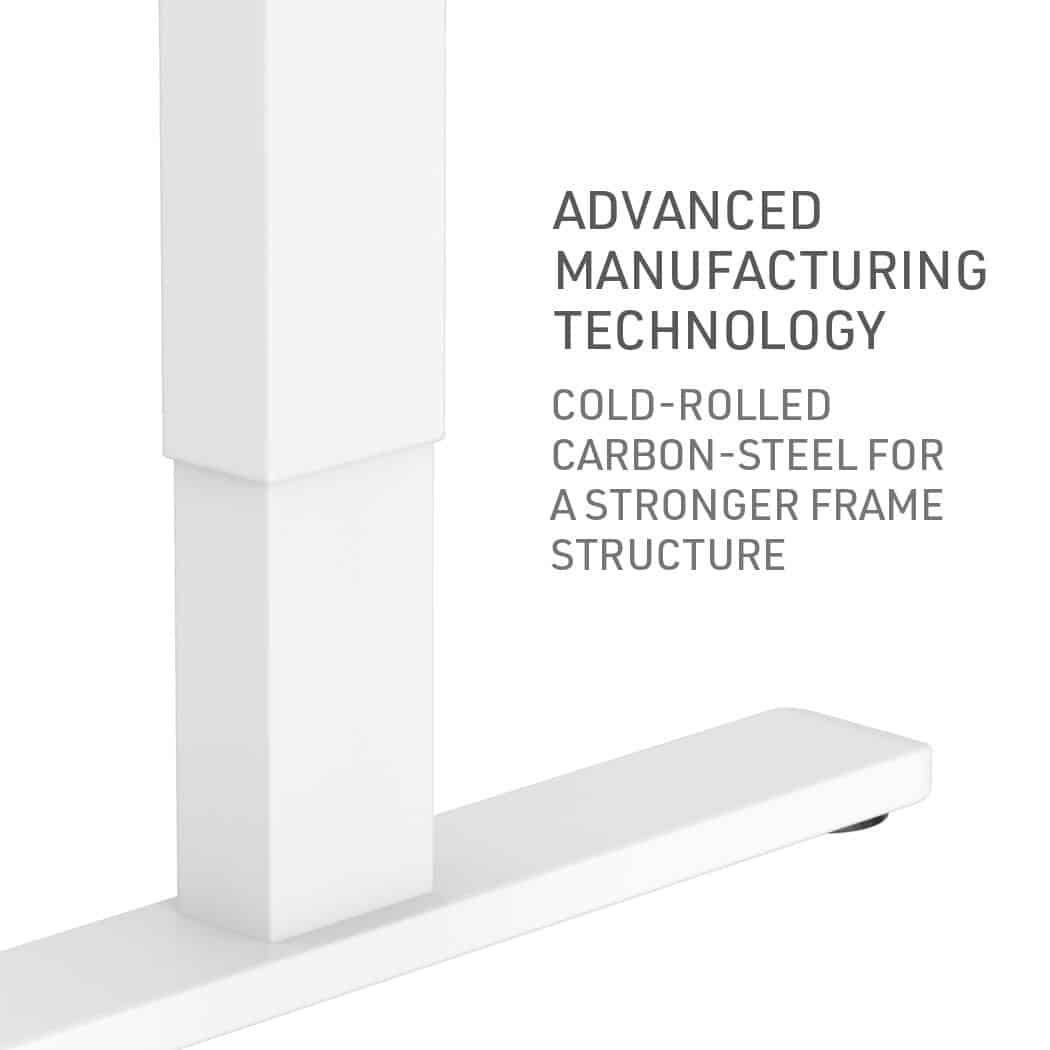 Fortia Sit To Stand Up Standing Desk, 140x60cm, 72-118cm Electric Height Adjustable, 70kg Load, Black/White Frame - Image 5