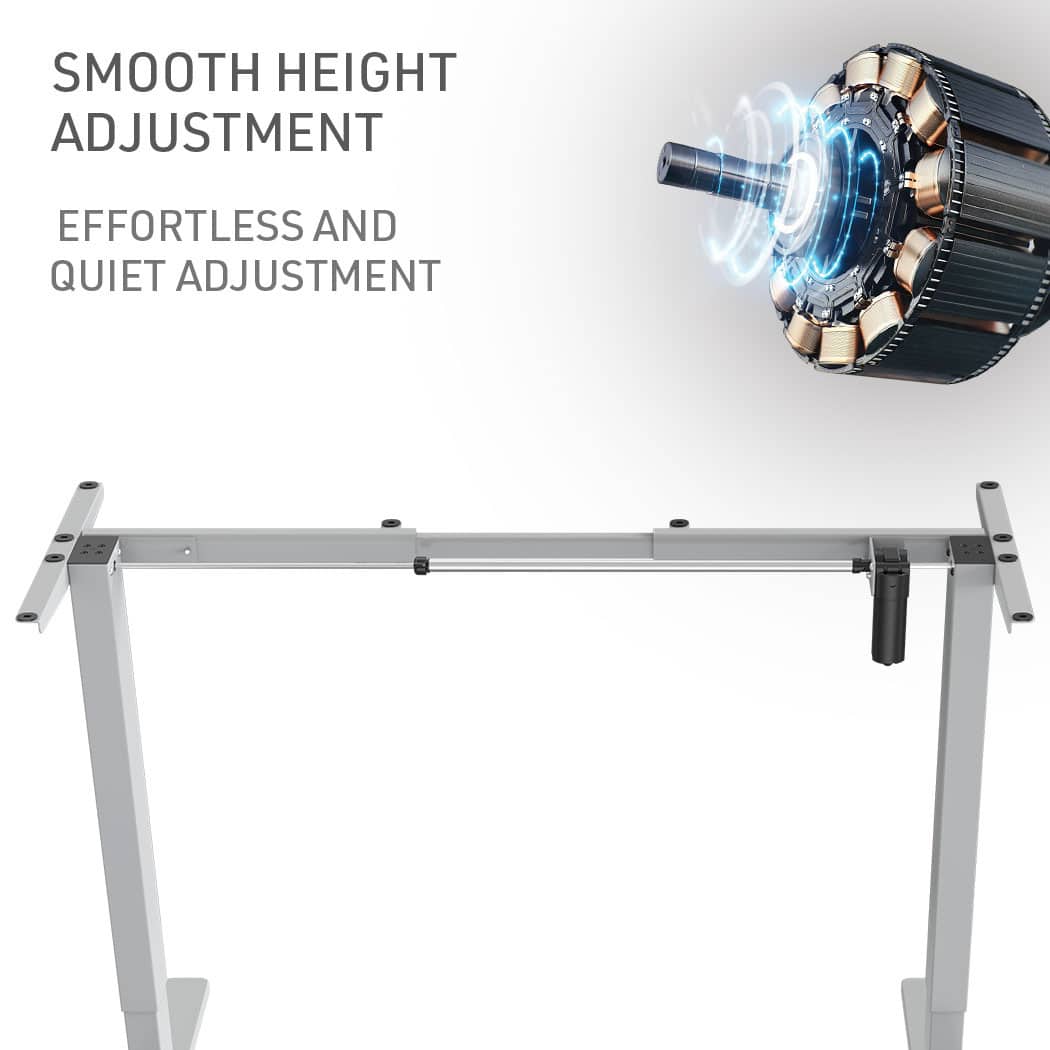 Fortia Sit To Stand Up Standing Desk, 120x60cm, 72-118cm Electric Height Adjustable, 70kg Load, Walnut Style/Silver Frame - Image 4