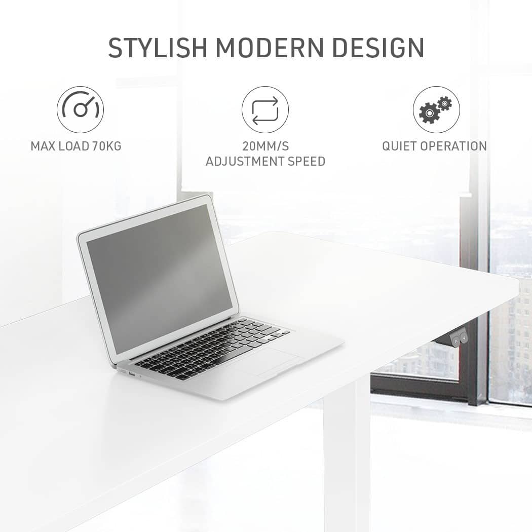 Fortia Sit To Stand Up Standing Desk, 120x60cm, 72-118cm Electric Height Adjustable, 70kg Load, White/White Frame - Image 10