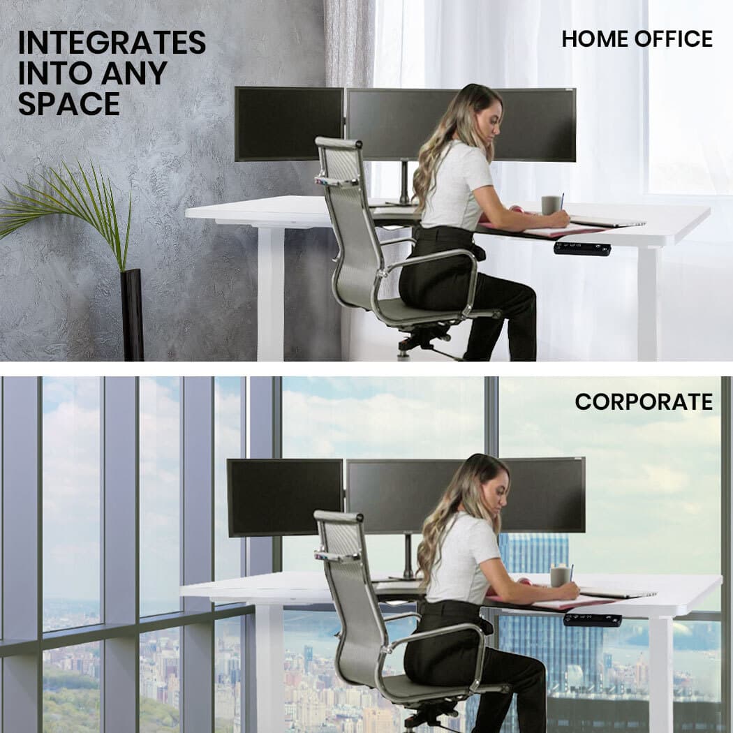 Fortia L Shaped Sit To Stand Up Corner Standing Desk, 72-120cm, Dual Motor, Adjustable Height Electric, 80kg Load, Right-Hand Sided, White - Image 7