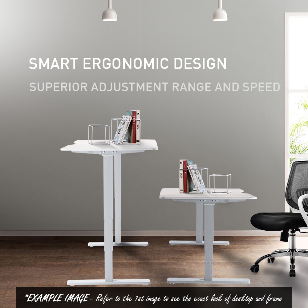 Fortia Sit To Stand Up Standing Desk, 160x75cm, 62-128cm Electric Height Adjustable, Dual Motor, 120kg Load, Arched, Black/Black Frame - Image 3