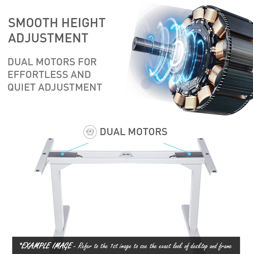 Fortia Sit To Stand Up Standing Desk, 160x75cm, 62-128cm Electric Height Adjustable, Dual Motor, 120kg Load, Arched, Walnut Style/Black Frame - Image 5