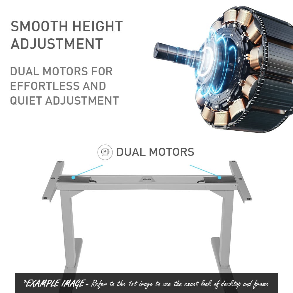 Fortia Sit To Stand Up Standing Desk, 150x70cm, 62-128cm Electric Height Adjustable, Dual Motor, 120kg Load, Arched, White Oak Style/Silver Frame - Image 5