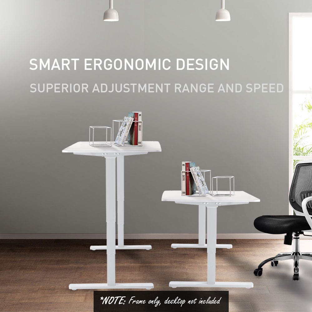 Fortia Sit To Stand Up Standing Desk, 150x70cm, 62-128cm Electric Adjustable Height, Dual Motor, 120kg Load, White/Black Frame - Image 3