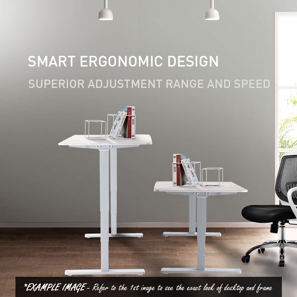 Fortia Sit To Stand Up Standing Desk, 150x70cm, 62-128cm Electric Height Adjustable, Dual Motor, 120kg Load, White/White Frame - Image 3