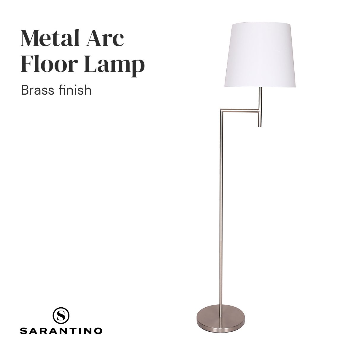 Sarantino Nickel Metal Arc Floor Lamp - Image 4