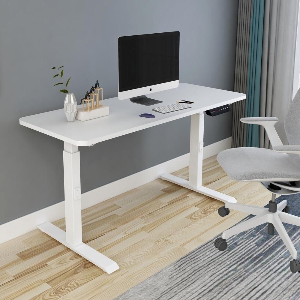 120cm Standing Desk Height Adjustable Sit White Stand Motorised Dual Motors Frame White Top