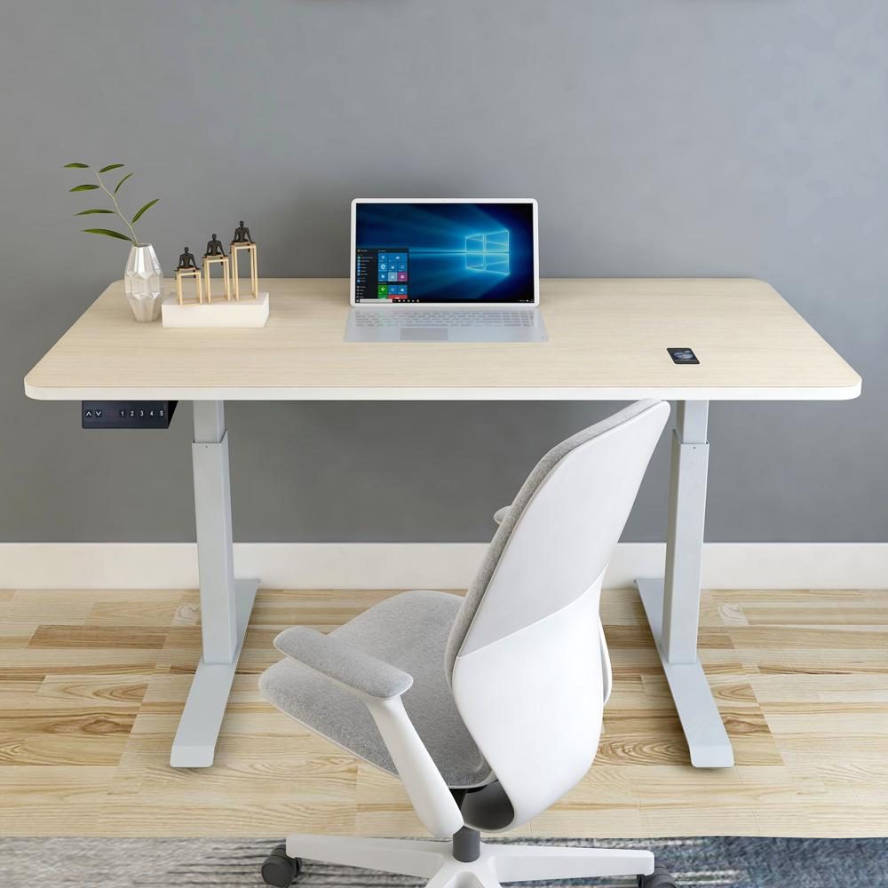 140cm Standing Desk Height Adjustable Sit Stand Motorised White Dual Motors Frame Black Top - Image 6