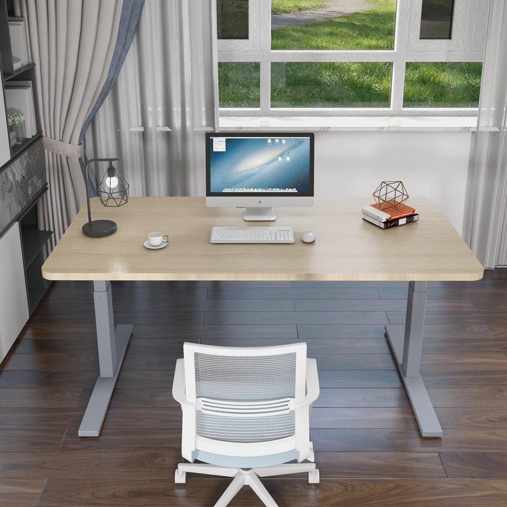 140cm Standing Desk Height Adjustable Sit Stand Motorised White Dual Motors Frame Black Top - Image 10