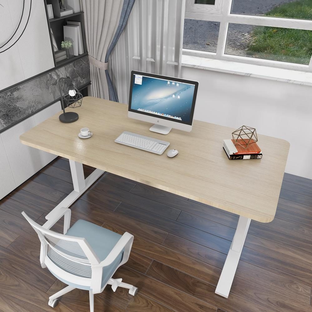 140cm Standing Desk Height Adjustable Sit Stand Motorised White Dual Motors Frame Black Top - Image 11