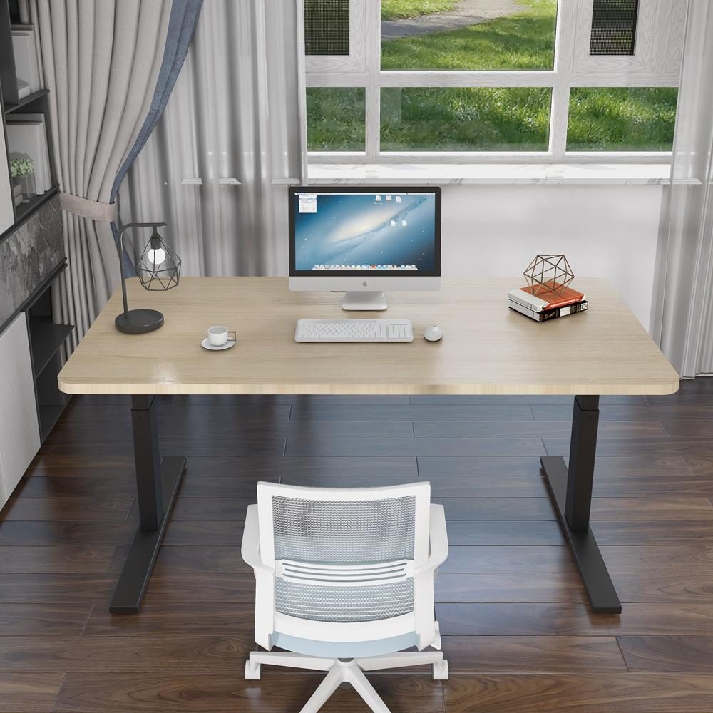 140cm Standing Desk Height Adjustable Sit Stand Motorised White Dual Motors Frame Black Top - Image 12