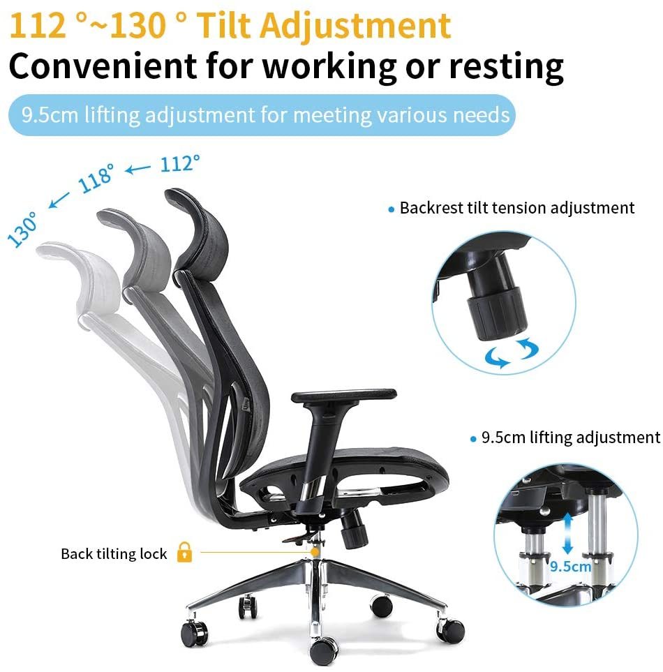 Ergonomic office chair Breathable High-Back Mesh Adjustable Lumbar Support 3D Armrests Tilt Function 360° Rotating Wheels - Image 2