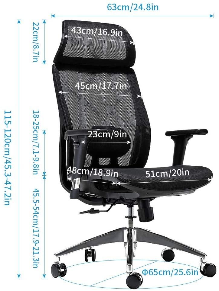 Ergonomic office chair Breathable High-Back Mesh Adjustable Lumbar Support 3D Armrests Tilt Function 360° Rotating Wheels - Image 3