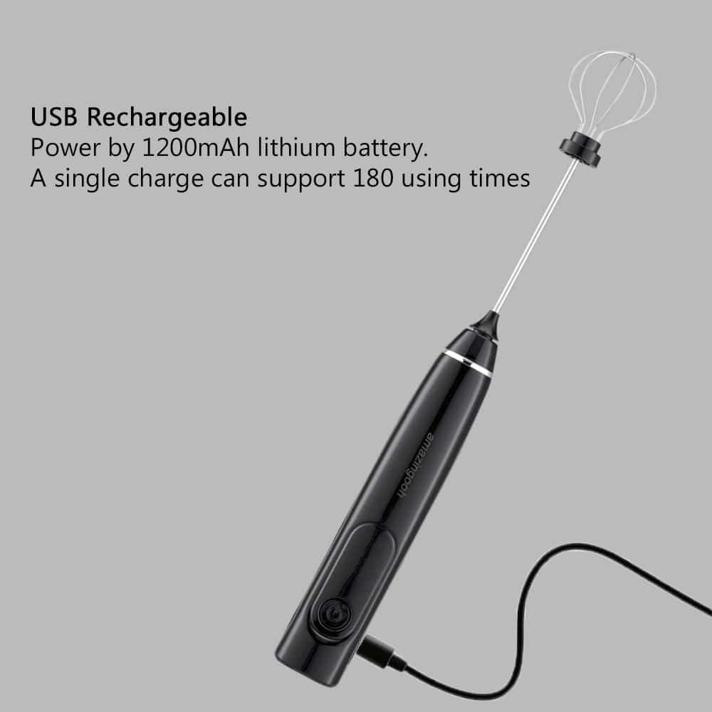 USB Charging Electric Egg Beater Milk Frother Handheld Drink Coffee Foamer AU with 2 Stainless Steel Whisks White - Image 5